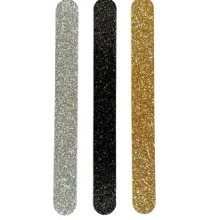 Glitzerfeilen in Gold, Silber und Schwarz